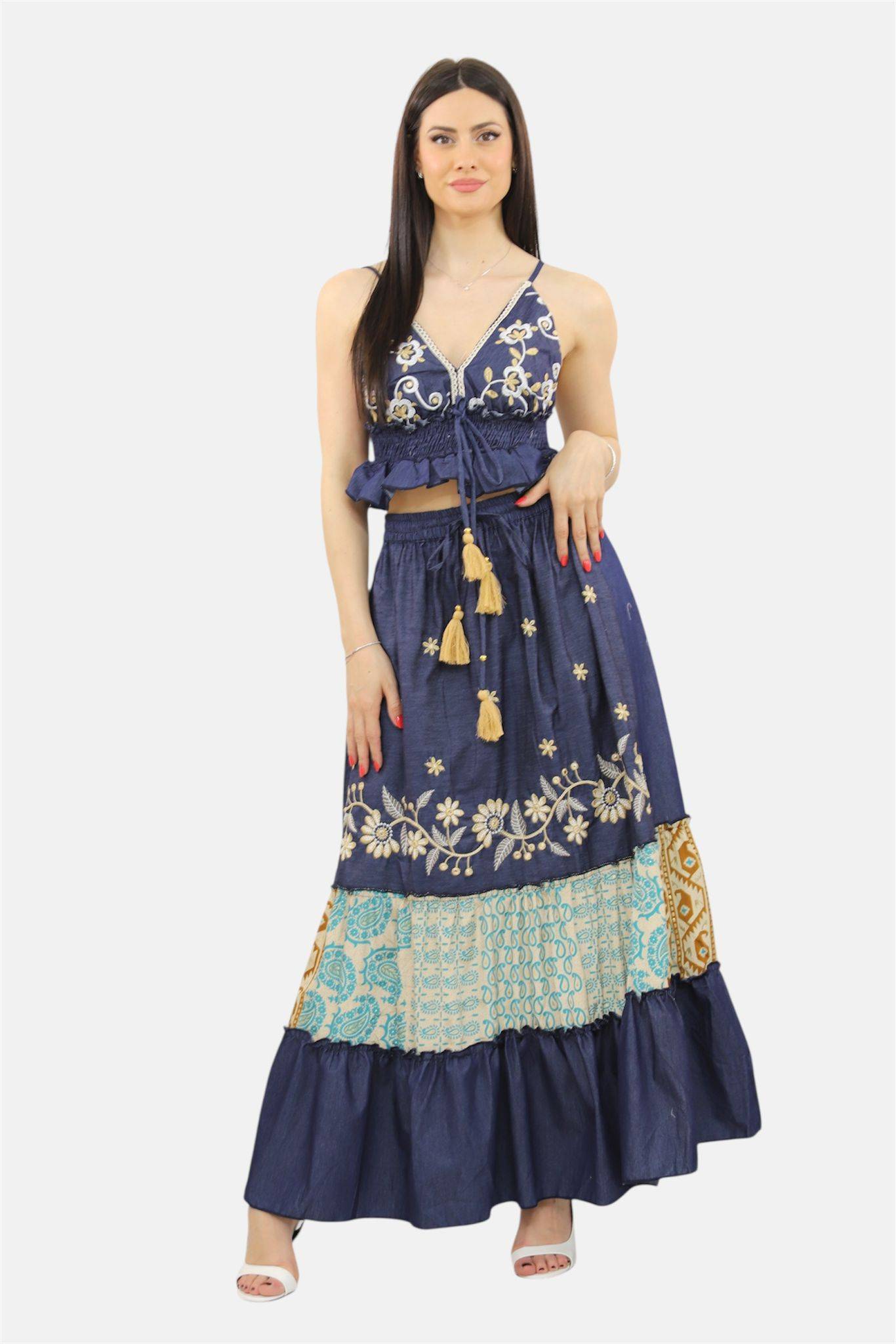 ARDESIA COMPLETO CON TOP E GONNA BLU SCURO