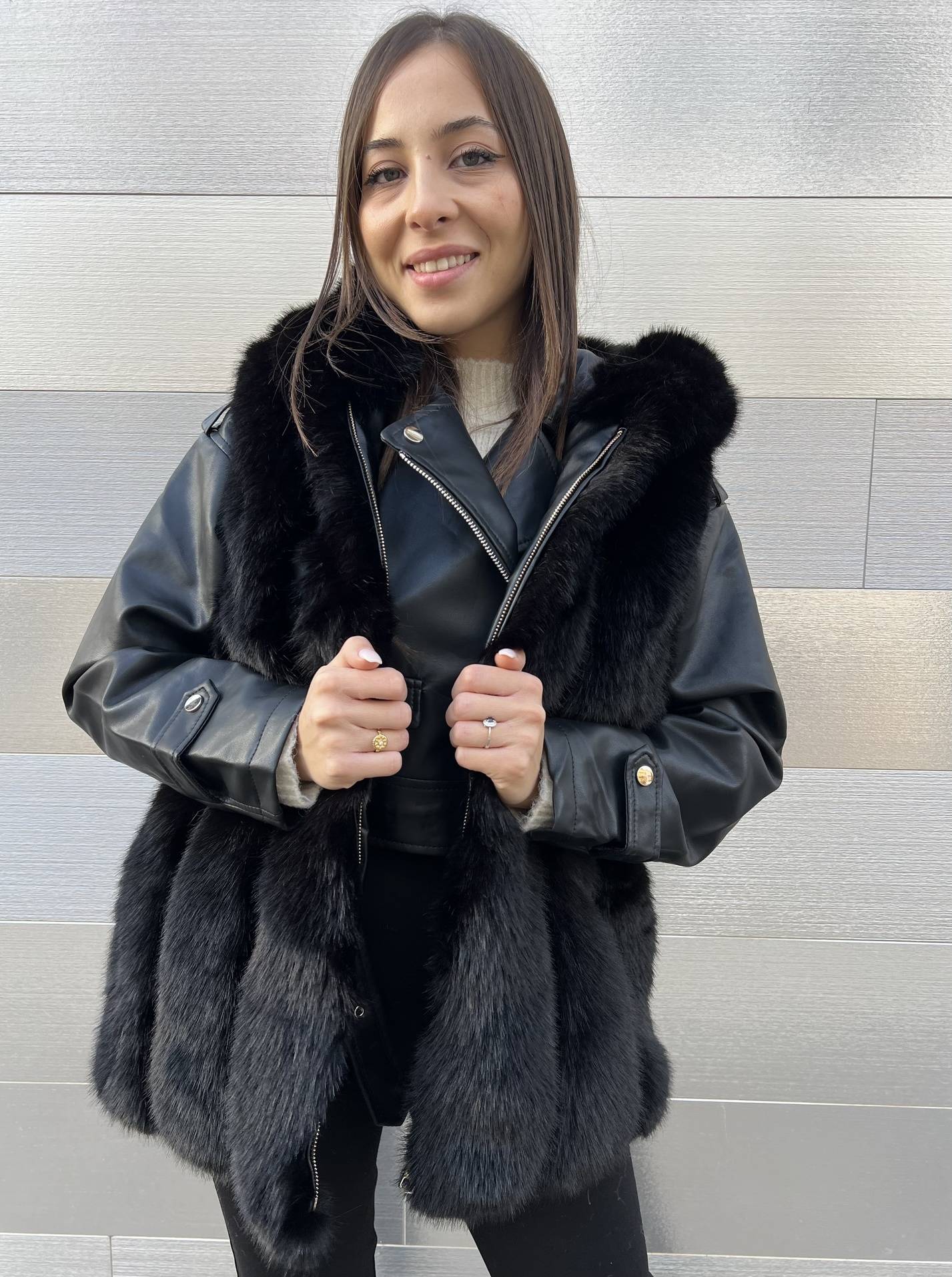 ARDESIA ECO PELLICCIA SMANICATA